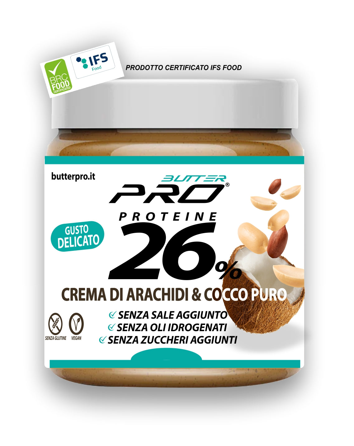 Burro di Arachide + cocco puro proteico 250gr